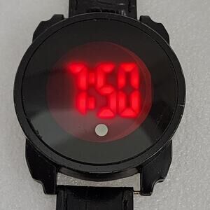 Black Red Large 50mm LED Touch Sensor Cyborg Cosplay Easy Reader Retro Watch